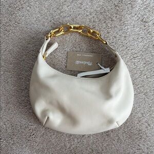 Madewell Ivory Hobo Bag with Gold Accent